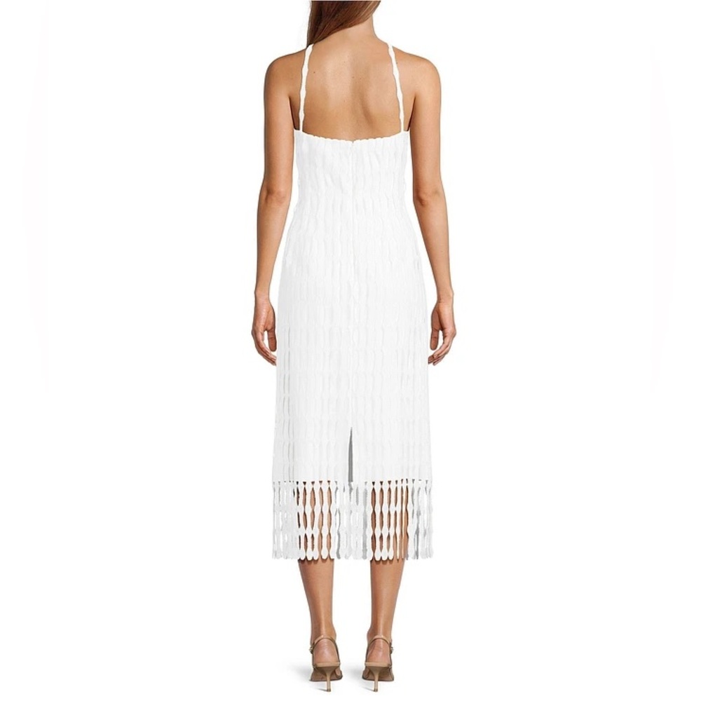 NWT Antonio Melani White Crochet Midi Asha Dress Fringe Hem Halter Resort ~ 10 - Picture 3 of 10